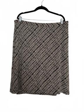 Y2K Black and Beige Geometric Print Midi Skirt Size XXL